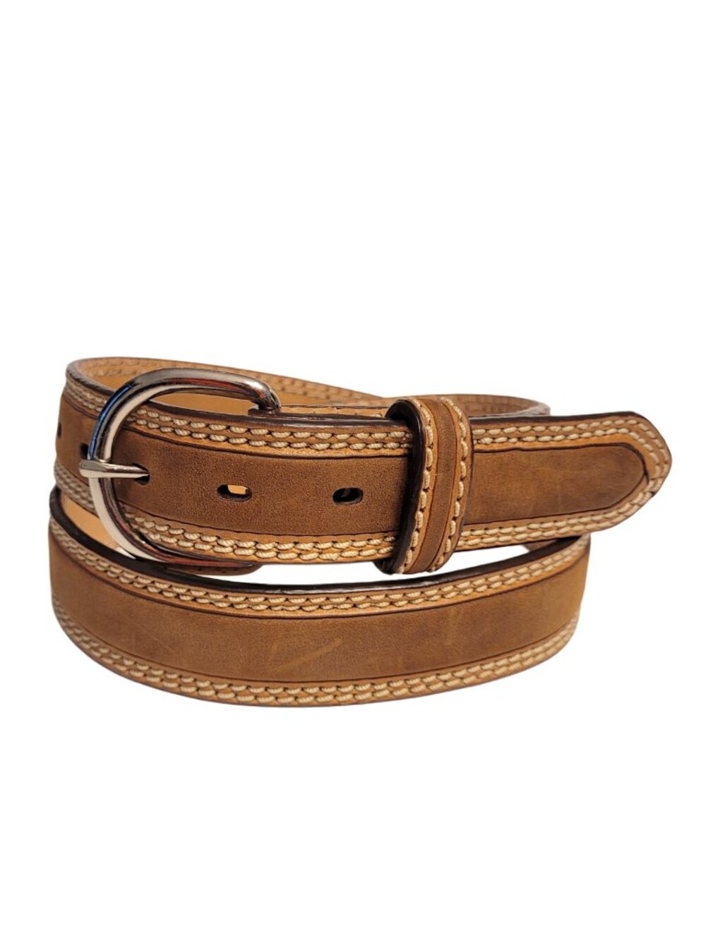 Tony Lama Double Stitch Leather Belt 1 3/8"